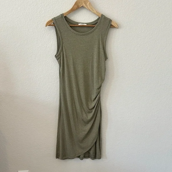 Z Supply Olive Green Triblend Tulip Size S Ruched Tank Dress - Picture 2 of 7